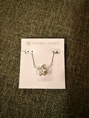 Kendra Scott Silver Star Necklace with Pearly White Stone